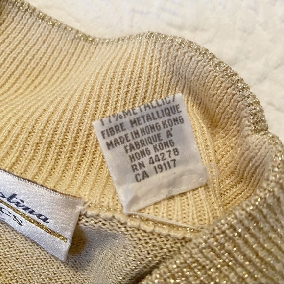 Marisa Christina Gold Metallic Mock Turtleneck Sweater -Large - Picture 4 of 8